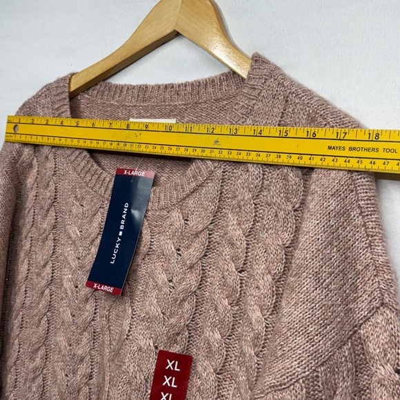 Lucky Brand Cable‎ Knit Sparkle Sweater Dusty Rose Pink XL NWT MSRP $99.50 - Picture 12 of 17
